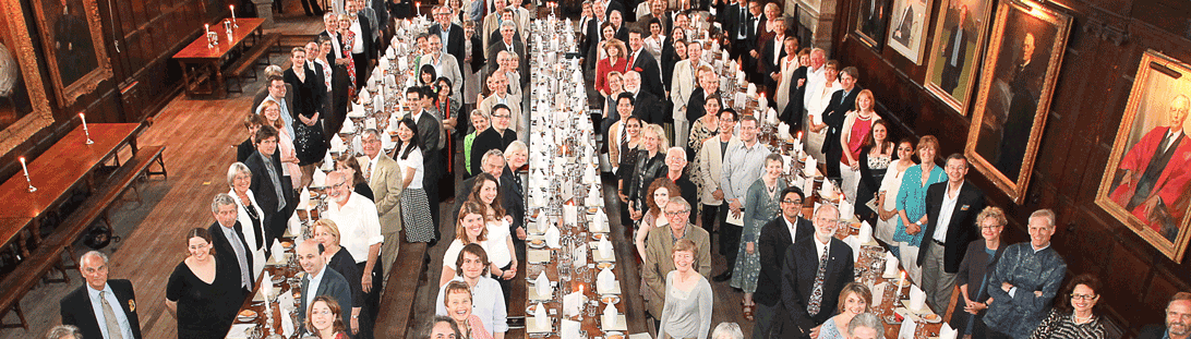 Balliol people at an event in Hall