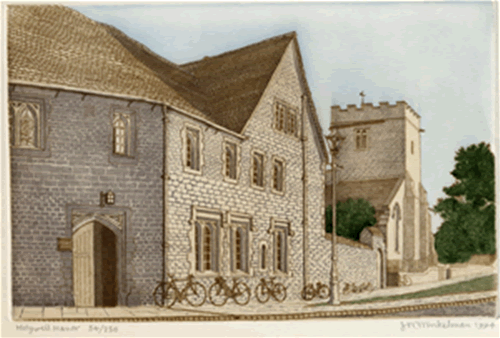 Winkelman etching - The entrance to Holywell Manor