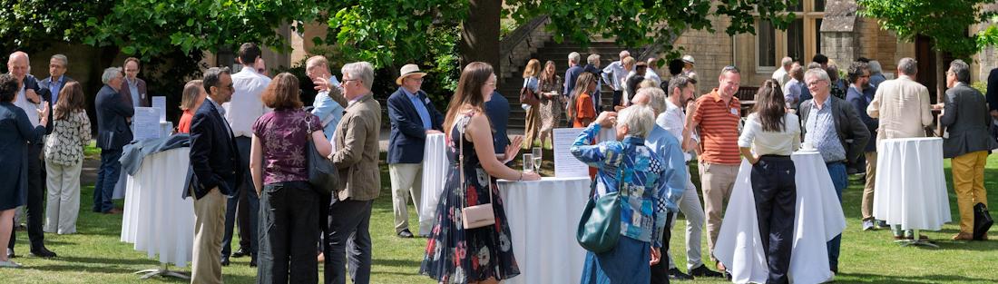 Old Members and friends at an event in the Balliol gardens