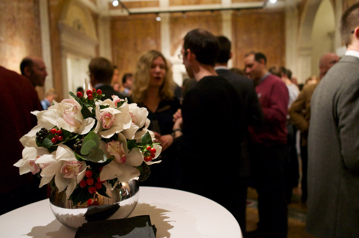 Flower decoration on table at Royal Society drinks