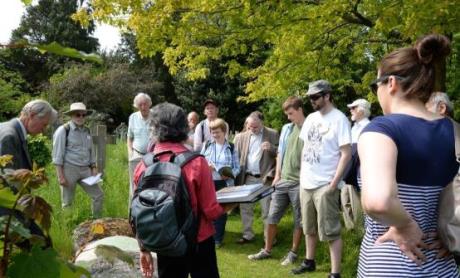Alumni enjoying the Geology of Gravestones tour of Holywell Cemetery