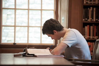 Student in library